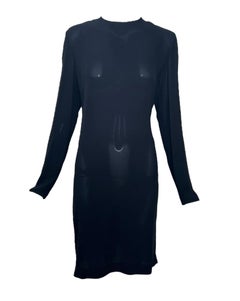 Tom Ford for Gucci F/W Schwarzes Midikleid aus Seide mit seitlichem Schlitz mit Reißverschluss, 2001