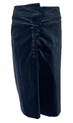 Tom Ford for Gucci F/W Schwarzer Samt-Spitzen-Bleistiftrock, 2002