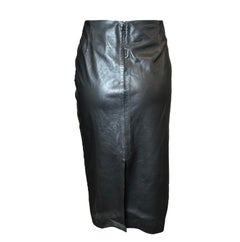 Tom Ford for Gucci F/W Ruched Waist Lanskin Leather Midi Skirt, 2002