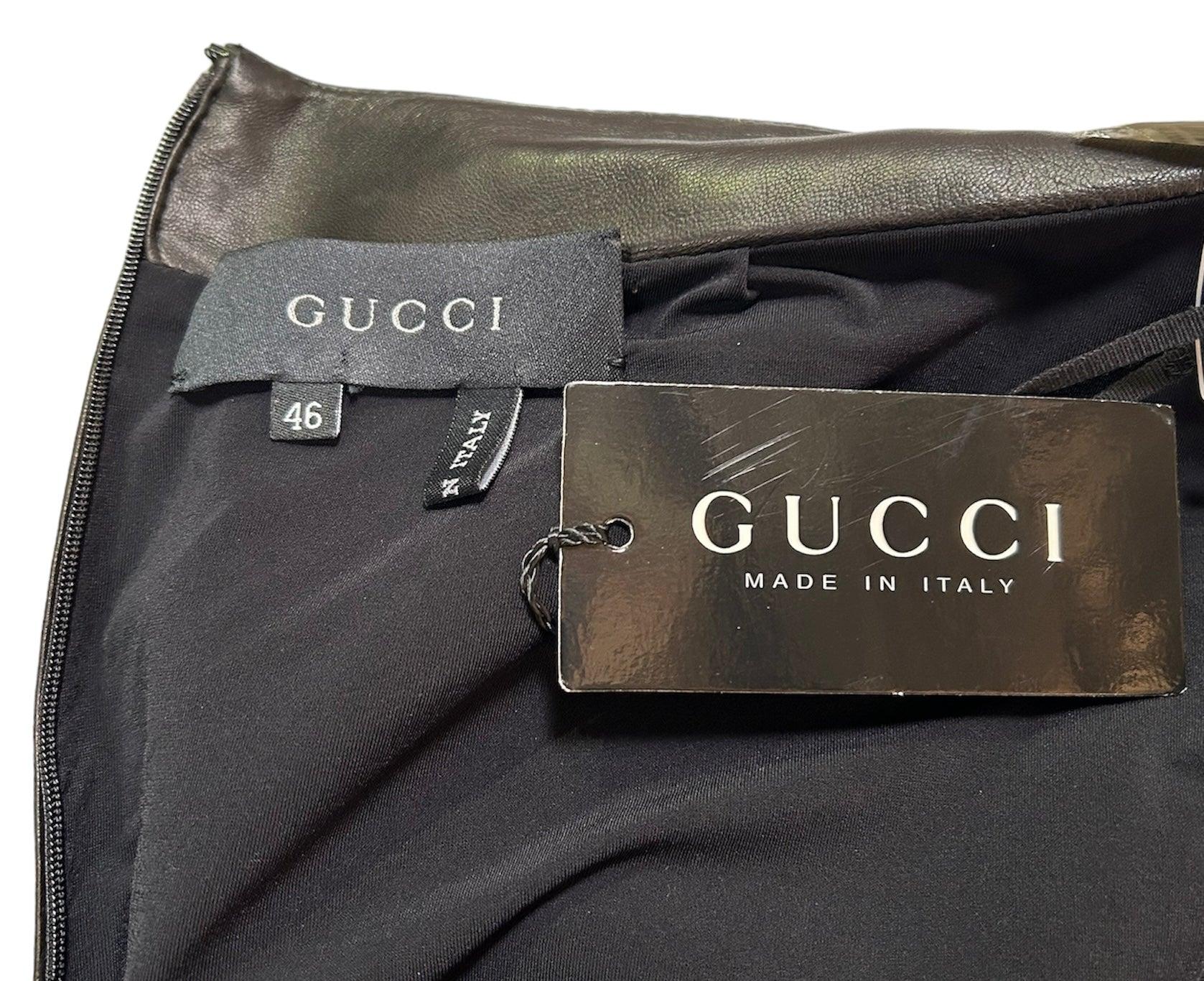 Tom Ford for Gucci F/W Midirock aus Lanskin-Leder mit geraffter Taille, 2002 im Zustand „Neu“ im Angebot in Los Angeles, CA