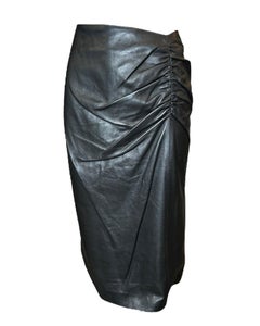 Tom Ford for Gucci F/W Midirock aus Lanskin-Leder mit geraffter Taille, 2002