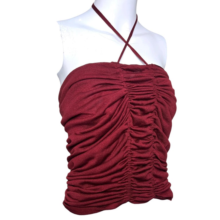 tom ford red ruched dress 2002 Tom Ford For Yves Saint Laurent Ruched Blouse and Skirt