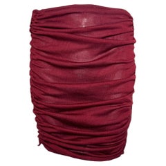 Tom Ford for Gucci Fall 1999 Red Silk Jersey Ruched Skirt