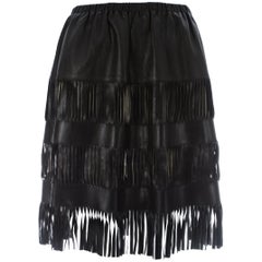 Tom Ford for Gucci fringed black leather skirt with cut out panels, S/S 1999