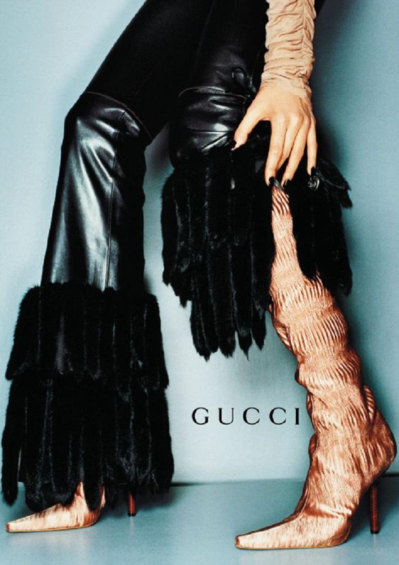 Tom Ford for Gucci FW 1999 Over the Knee Silk Ruched Boots + Matching Bag US 6.5 For Sale 7