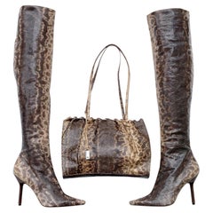 Tom Ford for Gucci FW 1999 Pasarela Agua Serpiente Botas a la Rodilla Italiano 38 - US 8