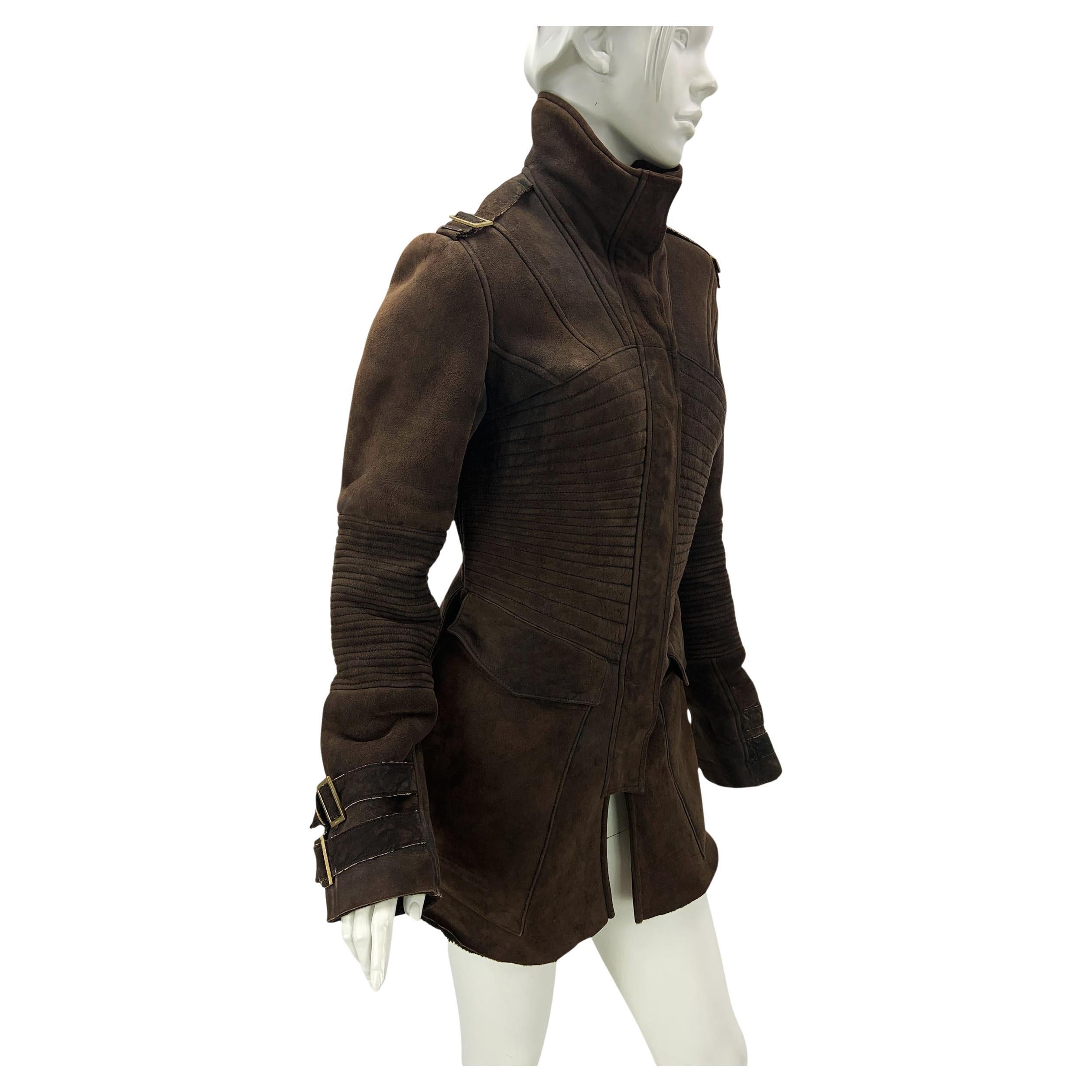 Tom Ford for Gucci FW 2003 Brown Shearling Suede Jacket Italian 44 US 8