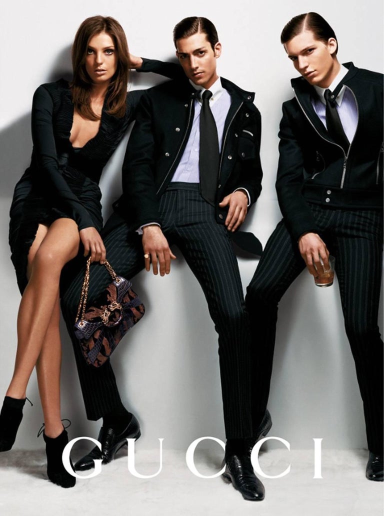 gucci cocktail dresses men Gucci by Tom Ford F/W 2004 AD Runway Silk Black Plisse Cocktail Dress It. 38