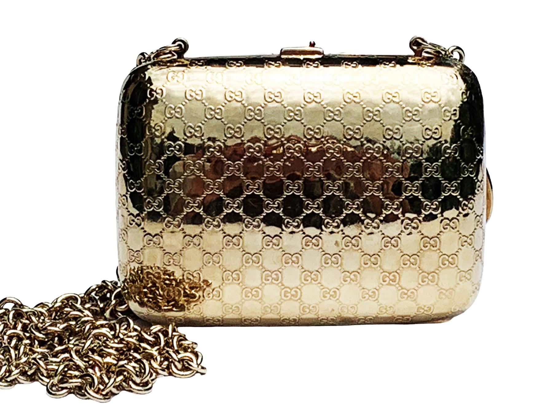 Tom Ford for Gucci Gold Minaudiere in Micro Guccissima Embossed Gold tone Metal and Enamel
2000