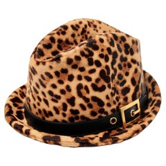 Tom Ford for Gucci Jaguar Print Pony Hair Belted Hat circa 1990s
