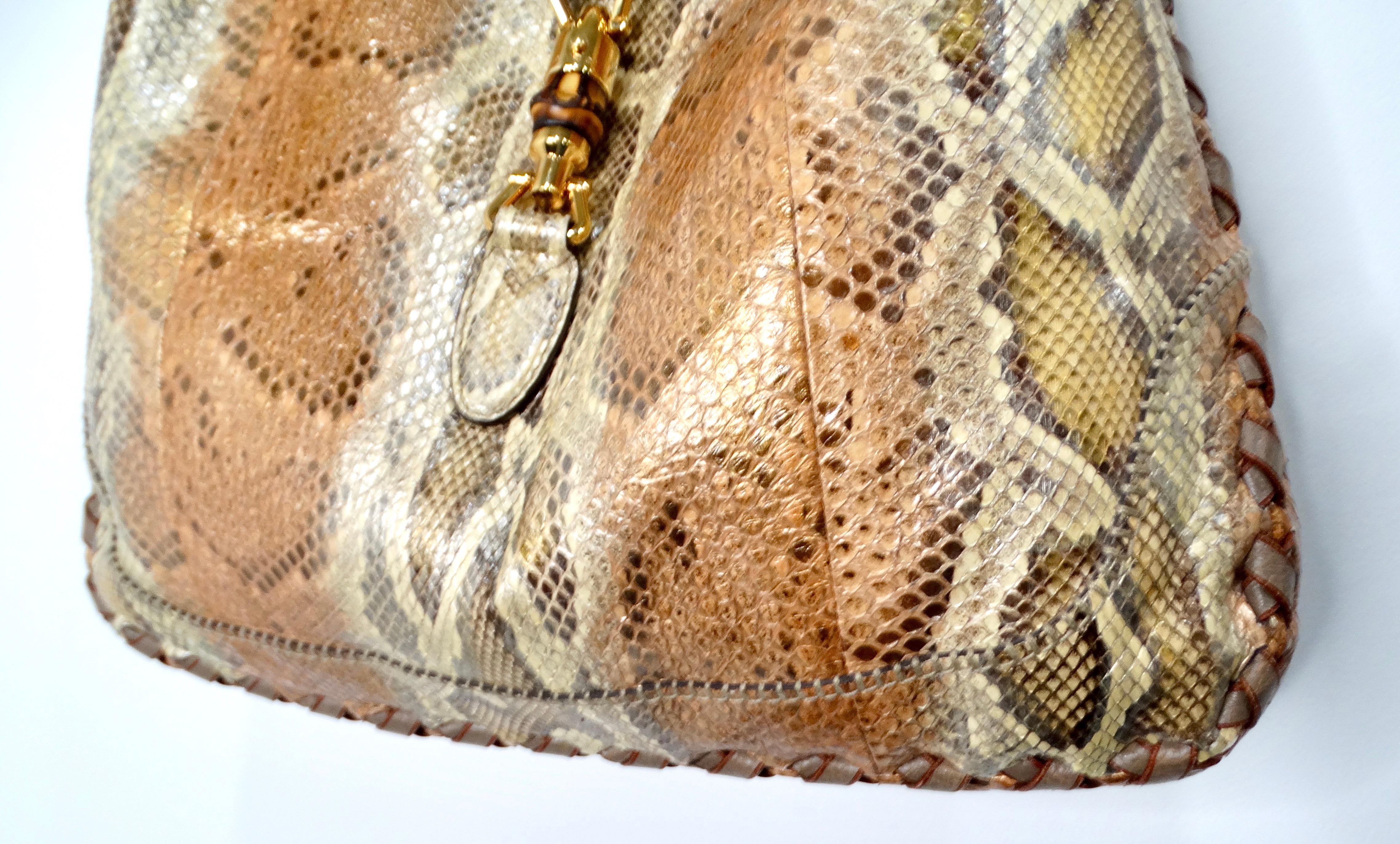 Brown Tom Ford for Gucci Large Iridescent Python Jackie Hobo Bag circa 1990s For Sale