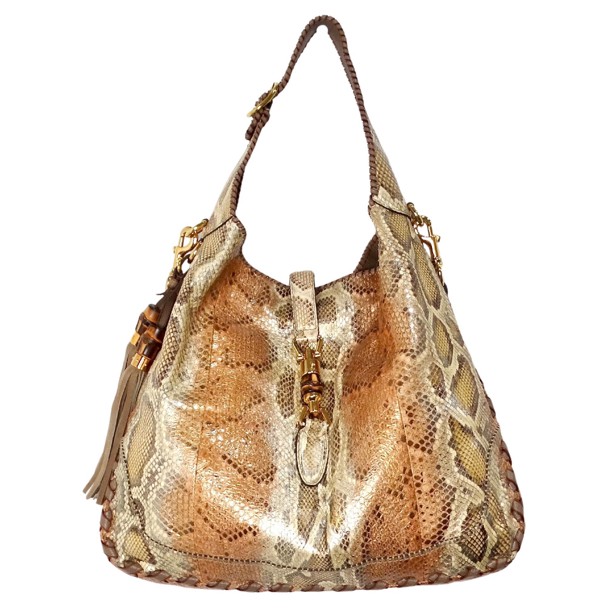 Tom Ford for Gucci Large Iridescent Python Jackie Hobo Bag circa 1990s For Sale