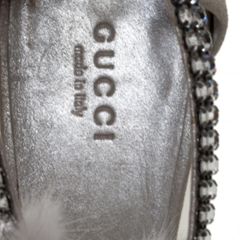 Tom Ford For Gucci Leather And Mink Fur Strappy Ankle Wrap Sandals Size 40.5 For Sale 1
