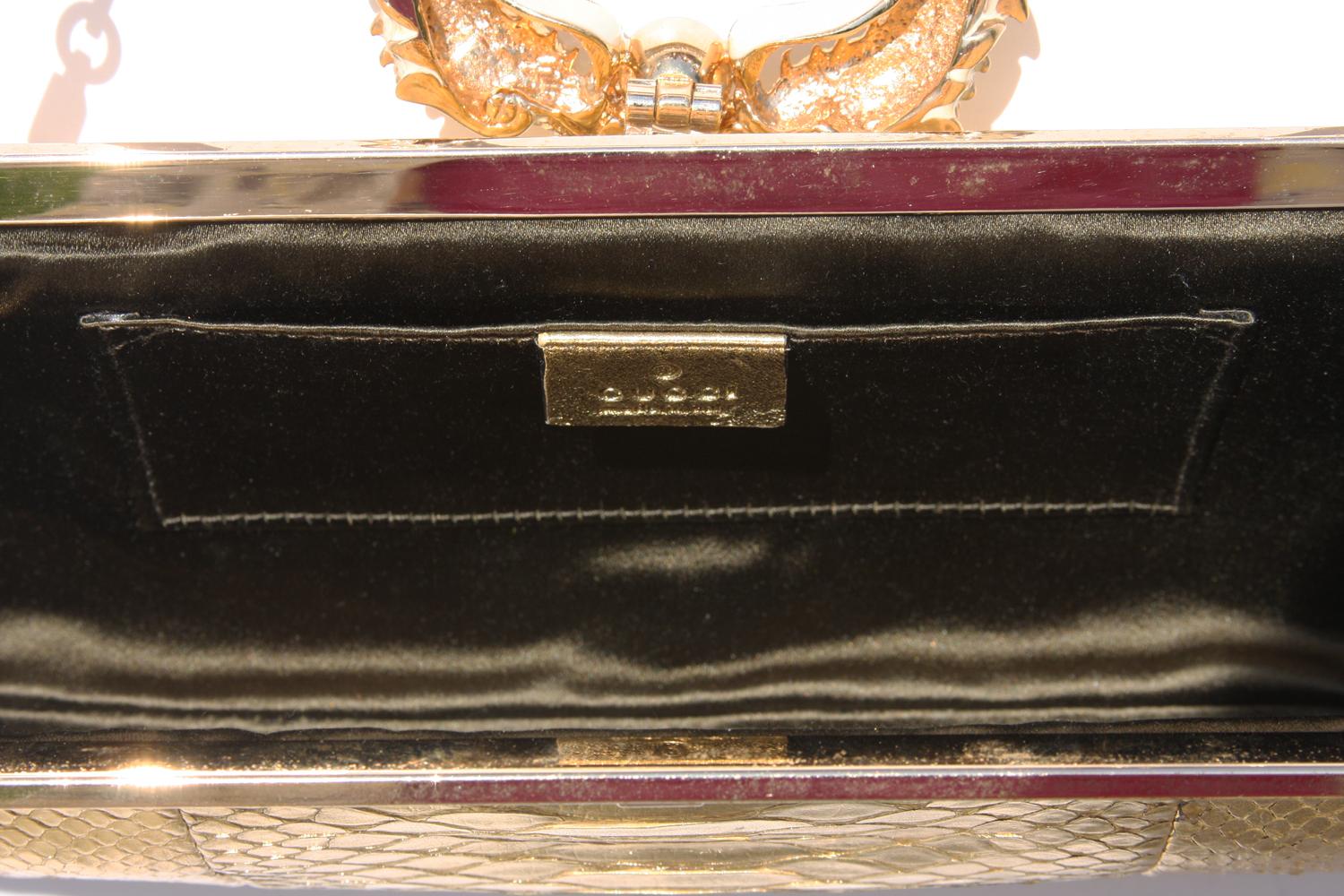 Tom Ford for Gucci Limited Edition F/W 2004 Gold Python Crystal Dragon Clutch  In Excellent Condition In Montgomery, TX