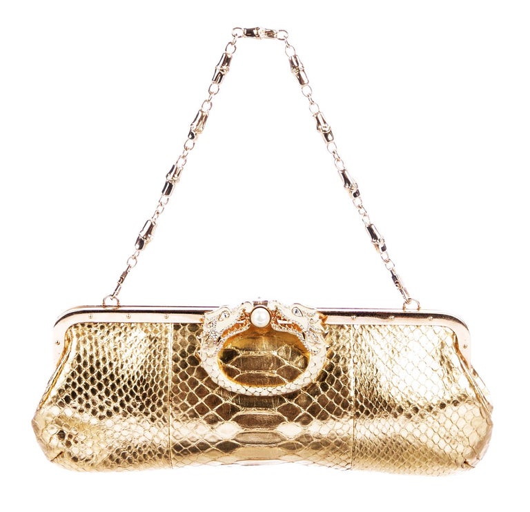 Tom Ford for Gucci Limited Edition F/W 2004 Gold Python Crystal Dragon  Clutch at 1stDibs