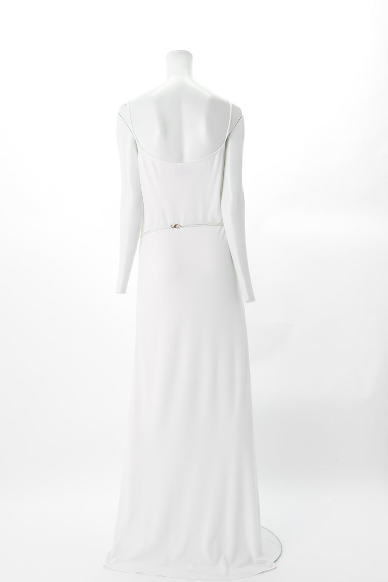 Tom Ford For Gucci Long White Jersey Belted Dress F W 1996 For