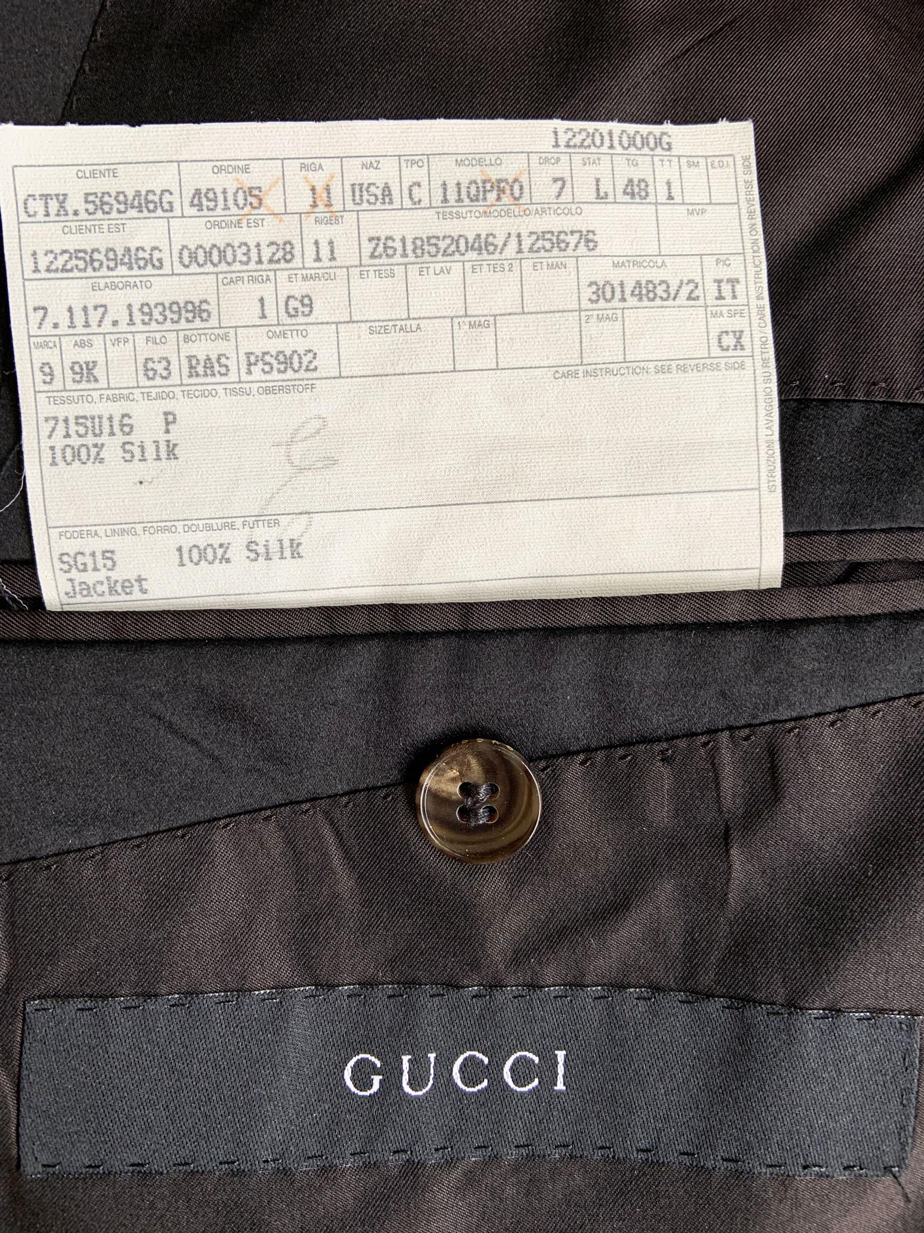 Tom Ford for Gucci Giacca Blazer da Cocktail in Seta Primavera 2004 It 48 L US 38 L. in vendita 3