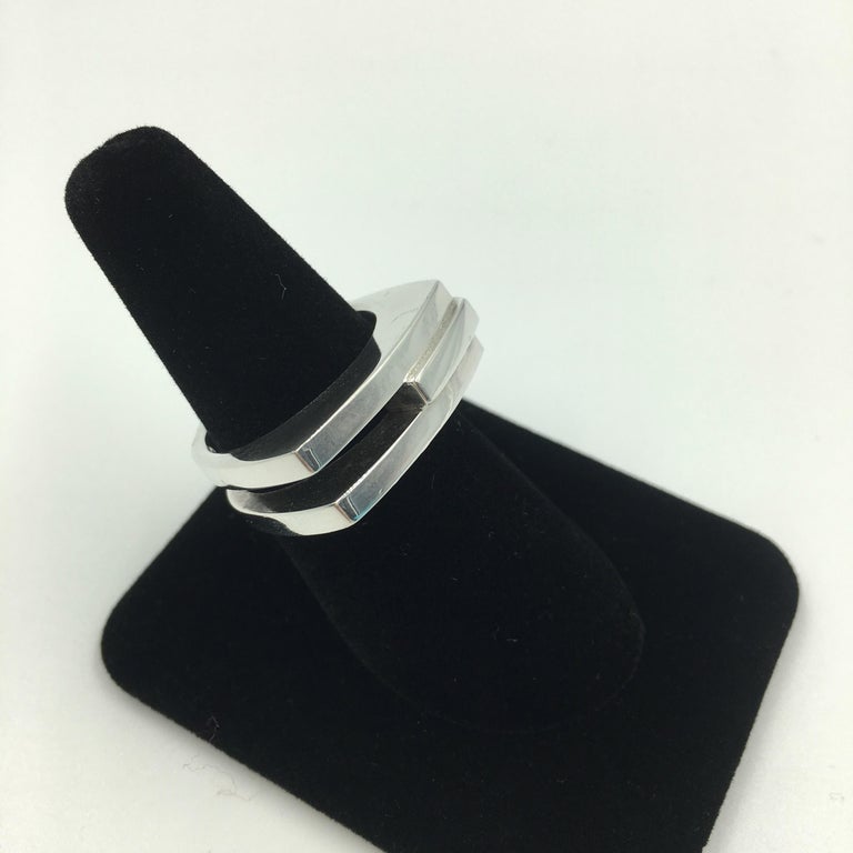 Tom Ford for Gucci Modern Three Stripe Sterling Silver Ring For