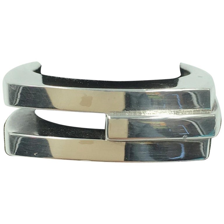 Tom Ford for Gucci Modern Three Stripe Sterling Silver Ring For