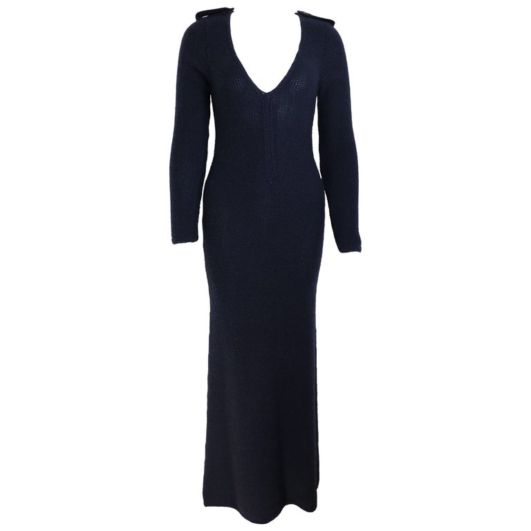 long dress thigh split Long Sleeve Thigh Split Bodycon Midi Dress in Black L / Black main image 1