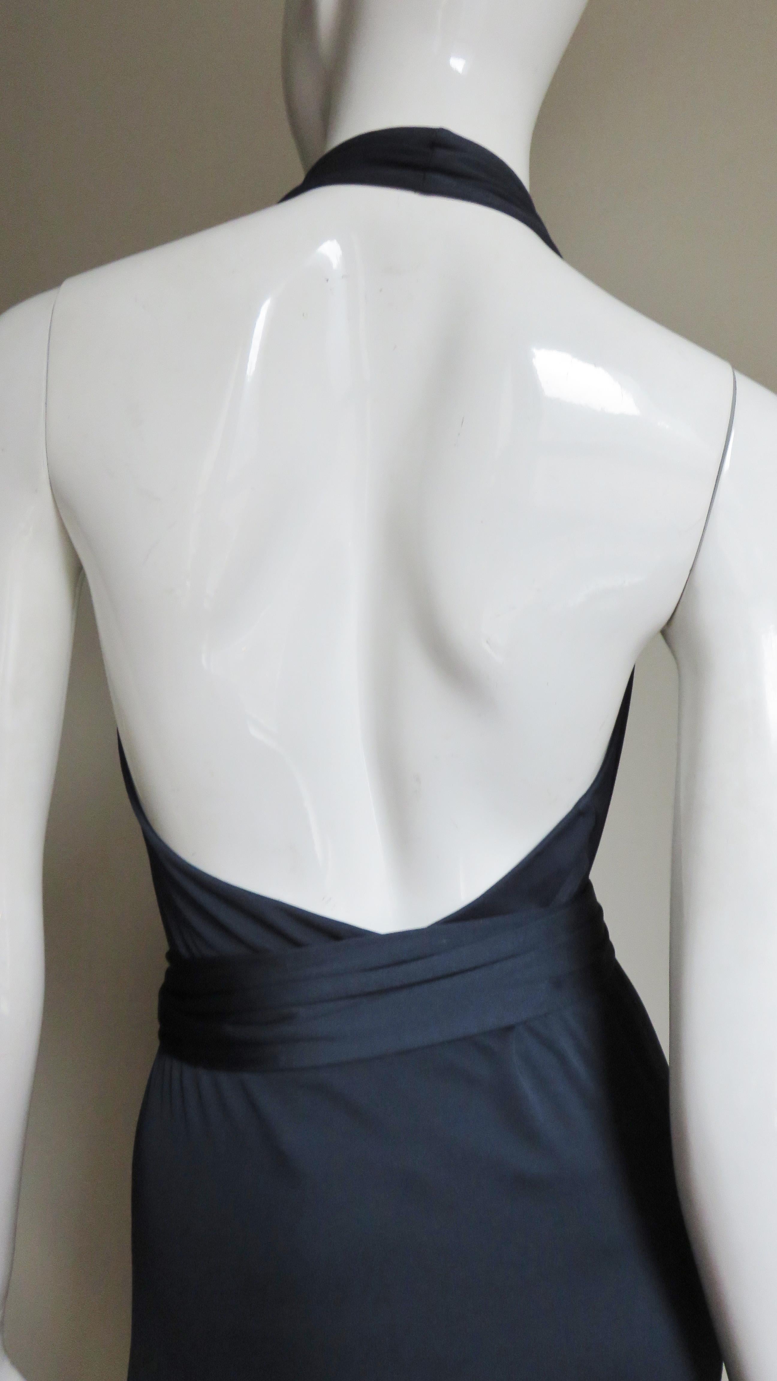 Tom Ford for Gucci Navy Silk Wrap Halter Dress 2