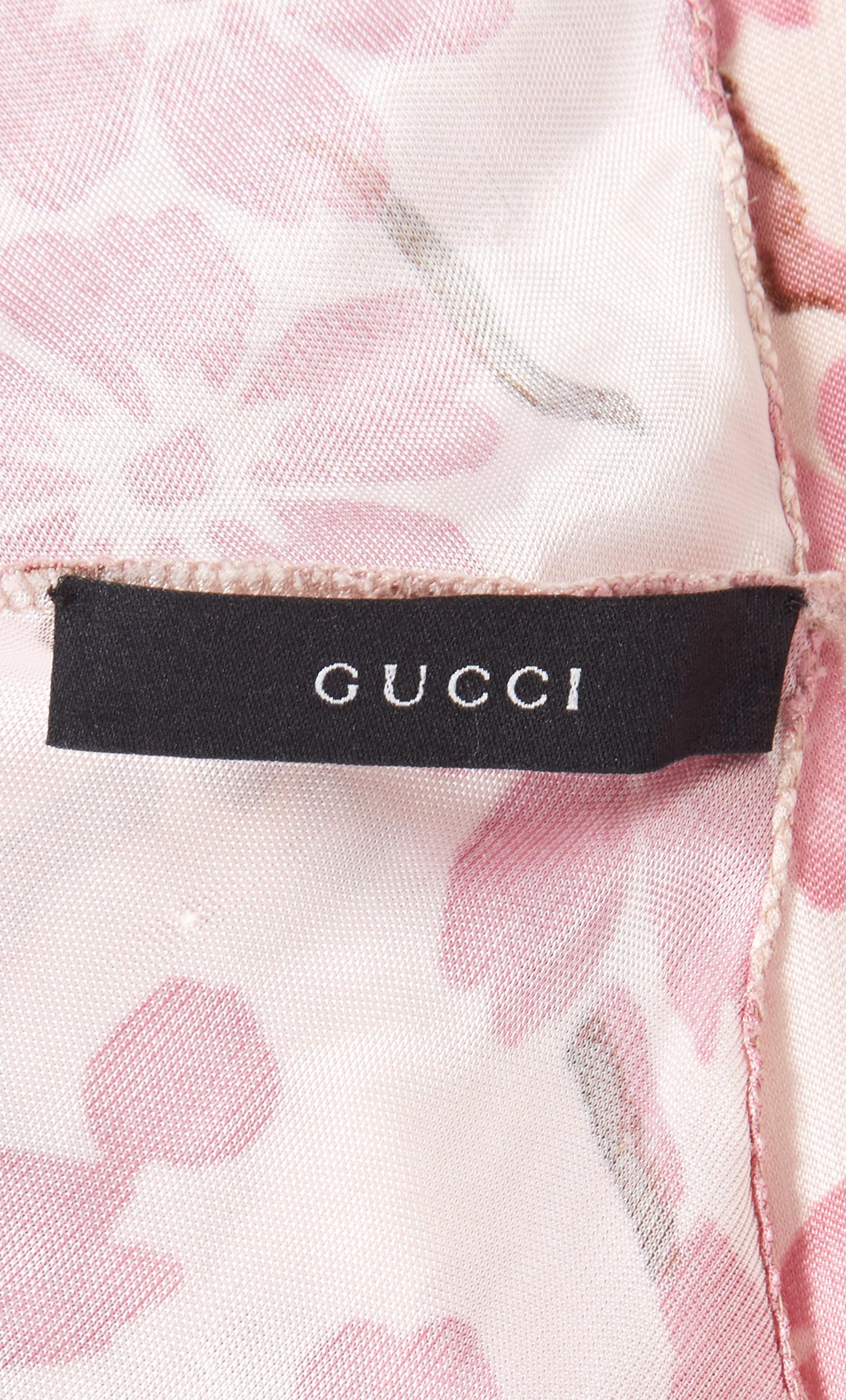 Beige Tom Ford for Gucci, Pink print dress, Spring/Summer 2003 For Sale
