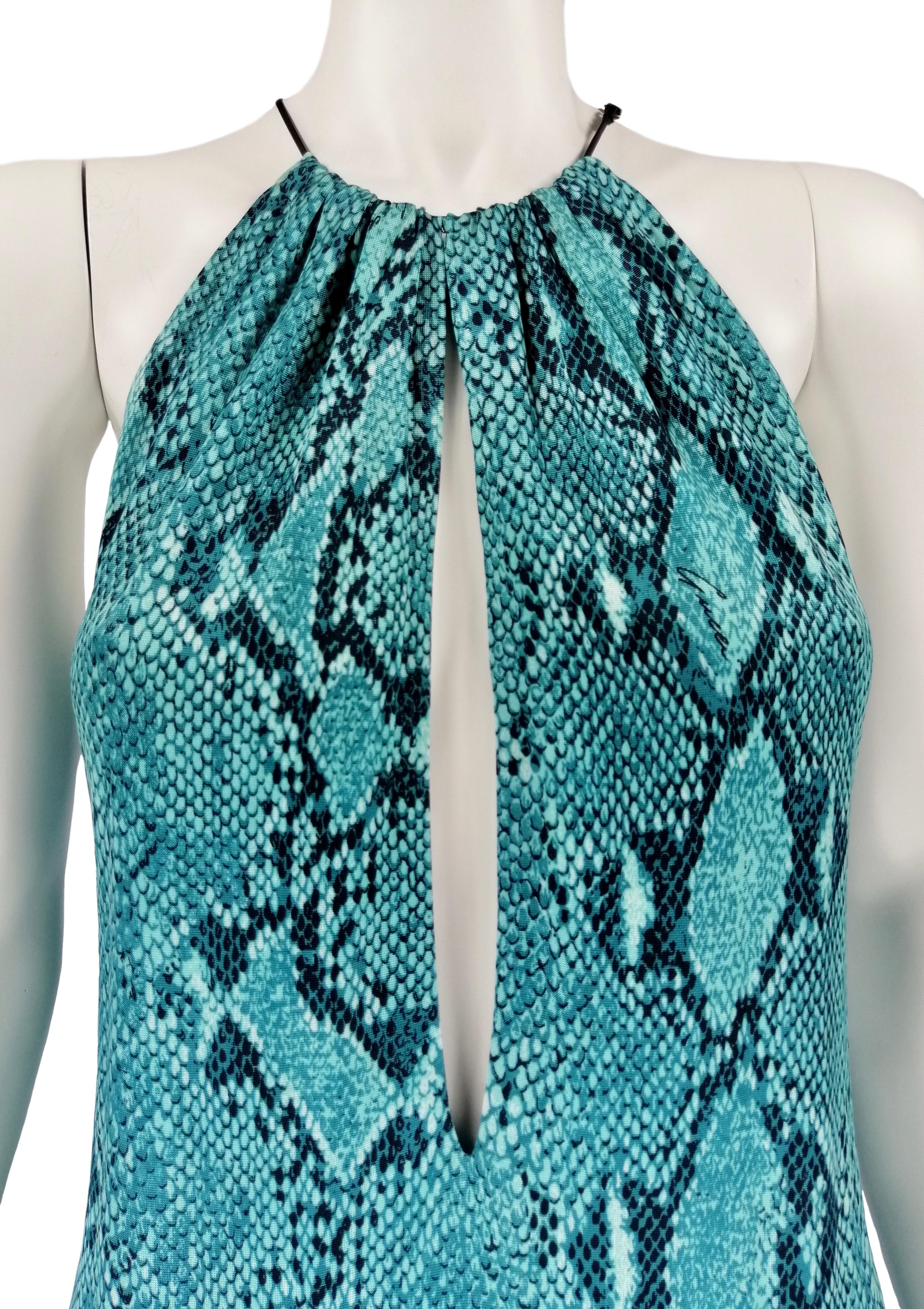 Tom Ford für Gucci Kleid mit Python-Druck F/S 2000 (Blau) im Angebot