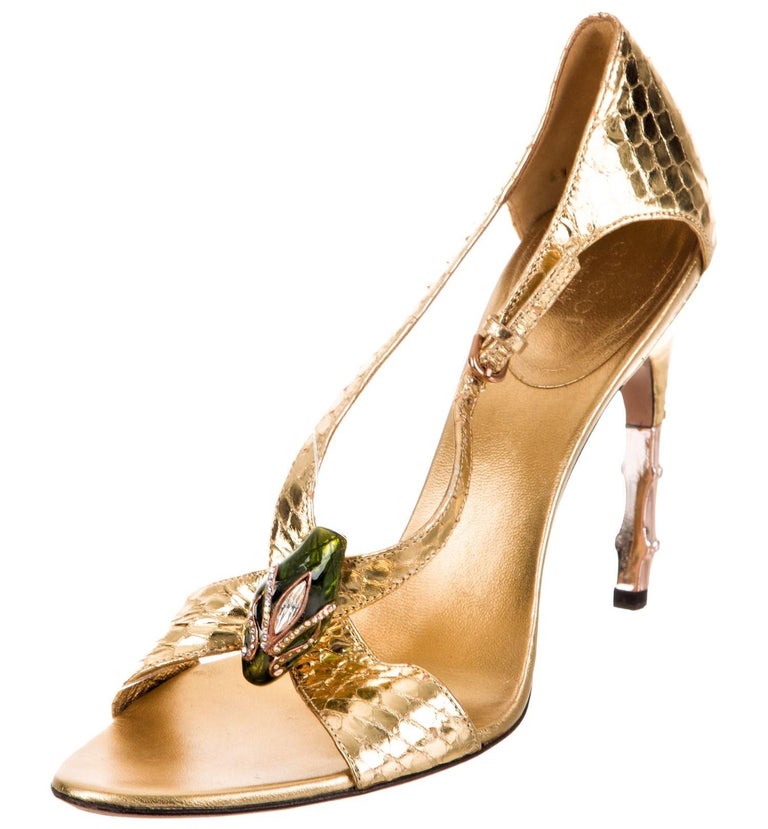 Gucci Python Tom Ford Tom Ford for Gucci Python Snake Head Ad Runway Heels Sz 37.5 For Sale ...