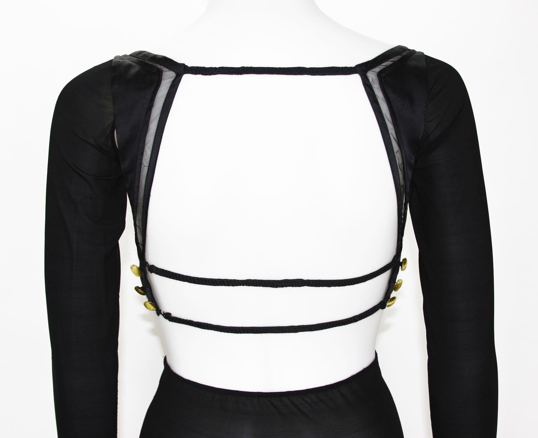 Tom Ford for Gucci Runway Black Sheer Cut-Out Top Bustier Velvet Details It.38 For Sale 1