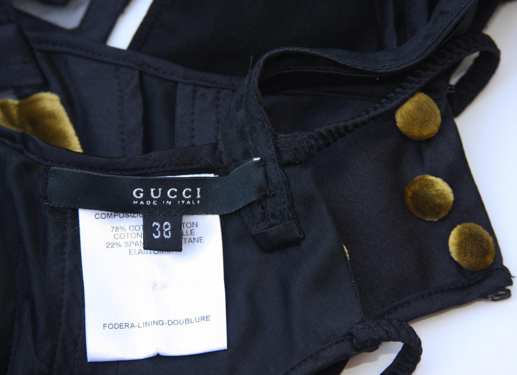 Tom Ford for Gucci Runway Black Sheer Cut-Out Top Bustier Velvet Details It.38 For Sale 2