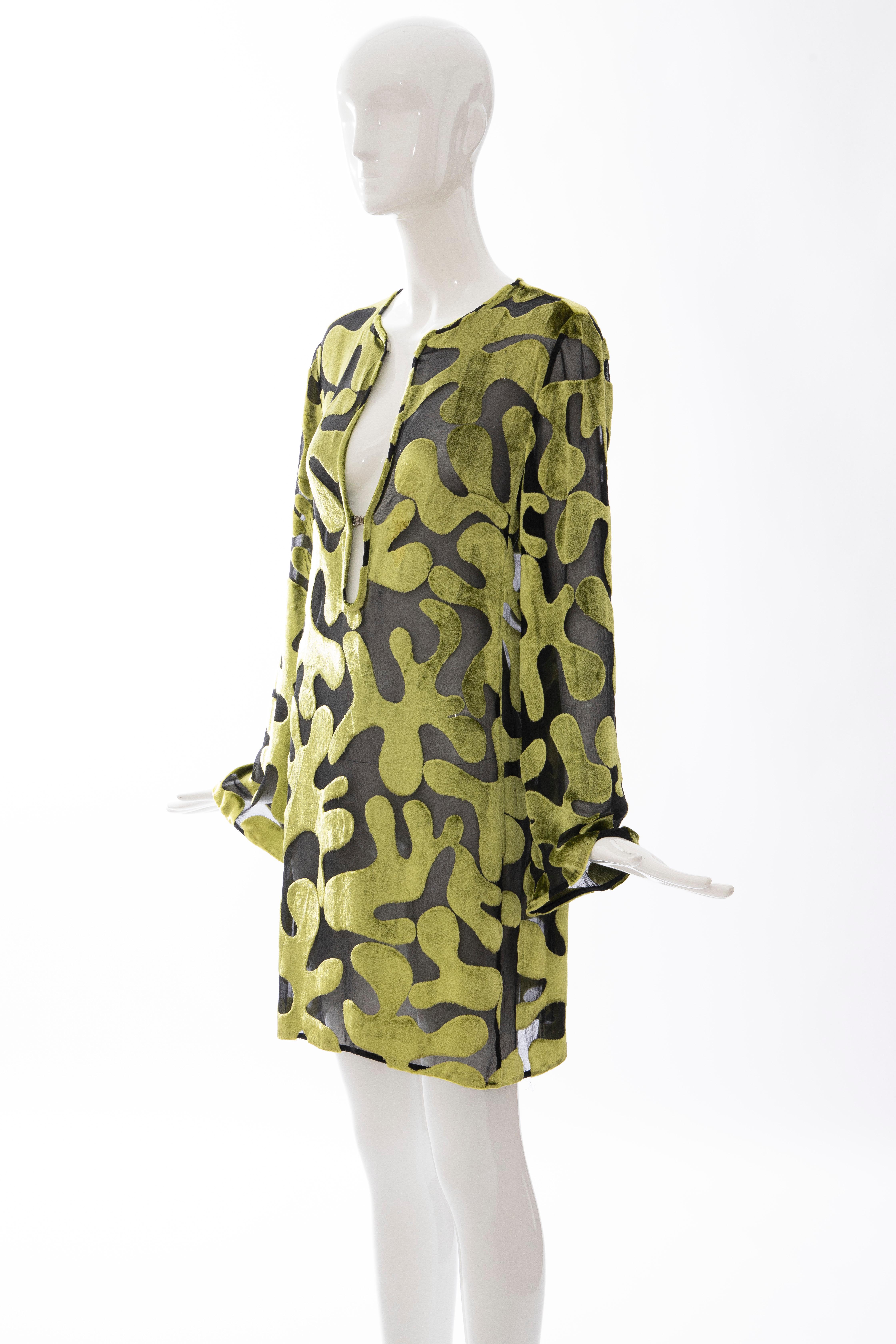 Tom Ford for Gucci Runway Chartreuse Silk Devoré Evening Dress, Spring 1996 2