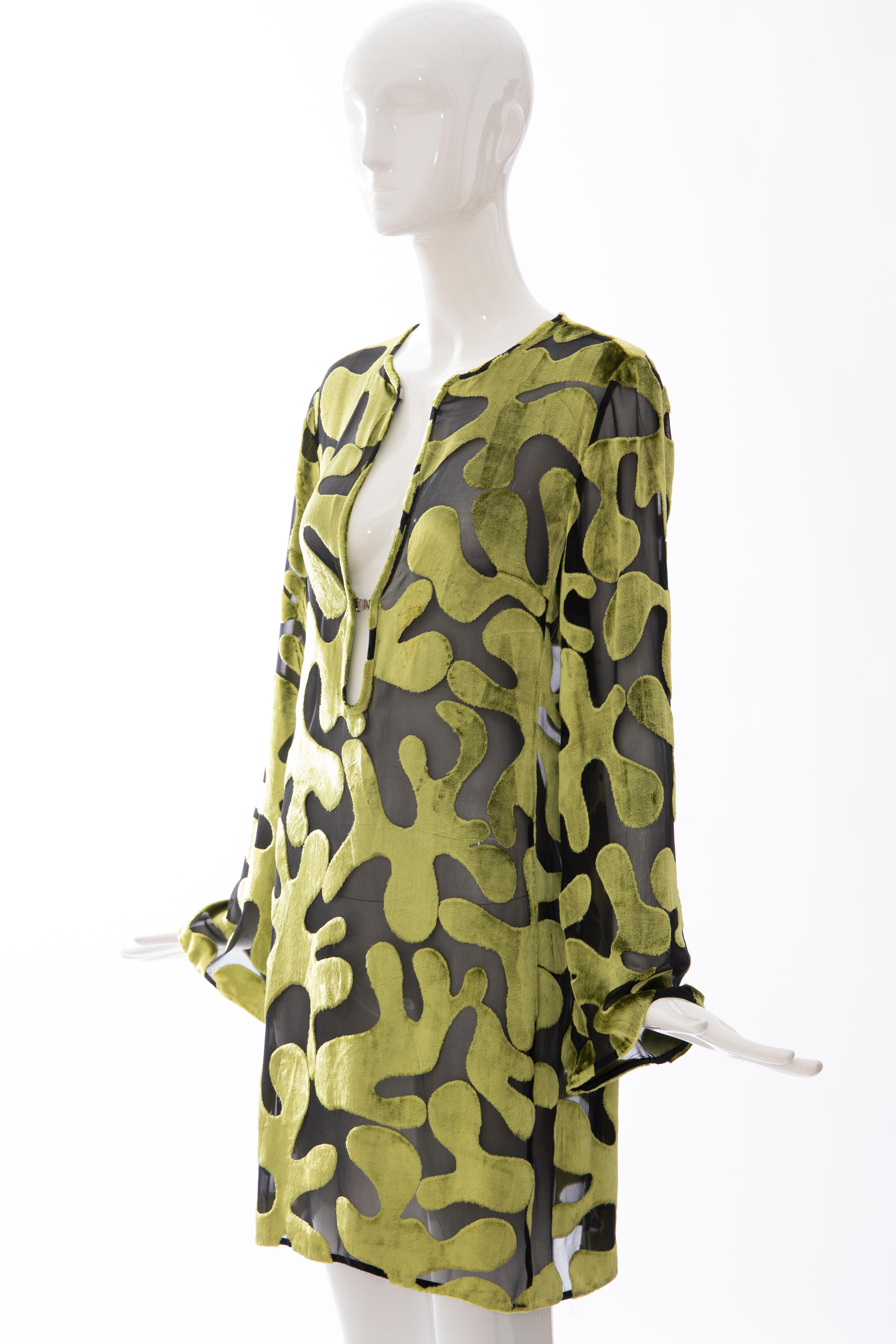 Tom Ford for Gucci Runway Chartreuse Silk Devoré Evening Dress, Spring 1996 3
