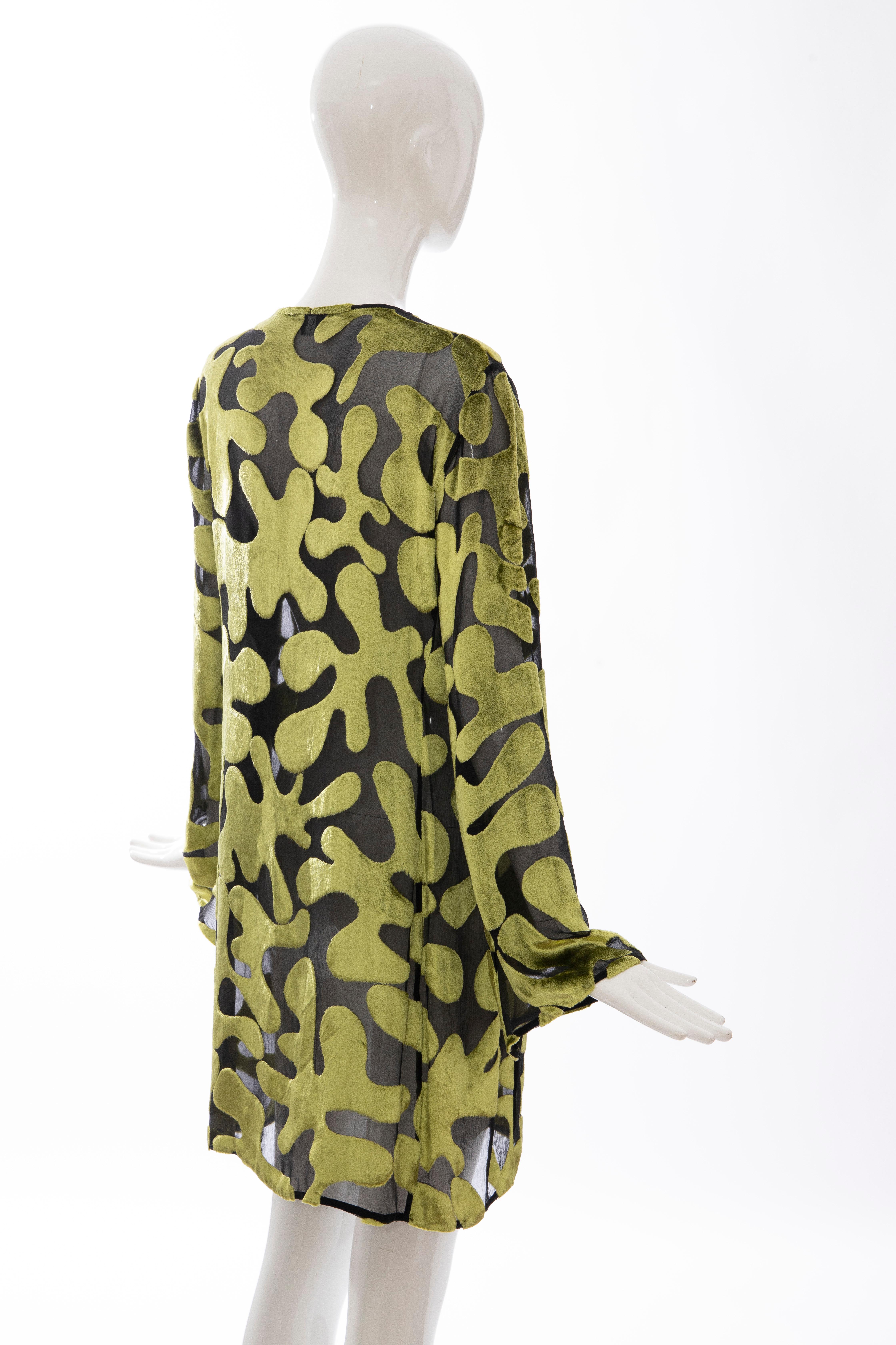 Brown Tom Ford for Gucci Runway Chartreuse Silk Devoré Evening Dress, Spring 1996