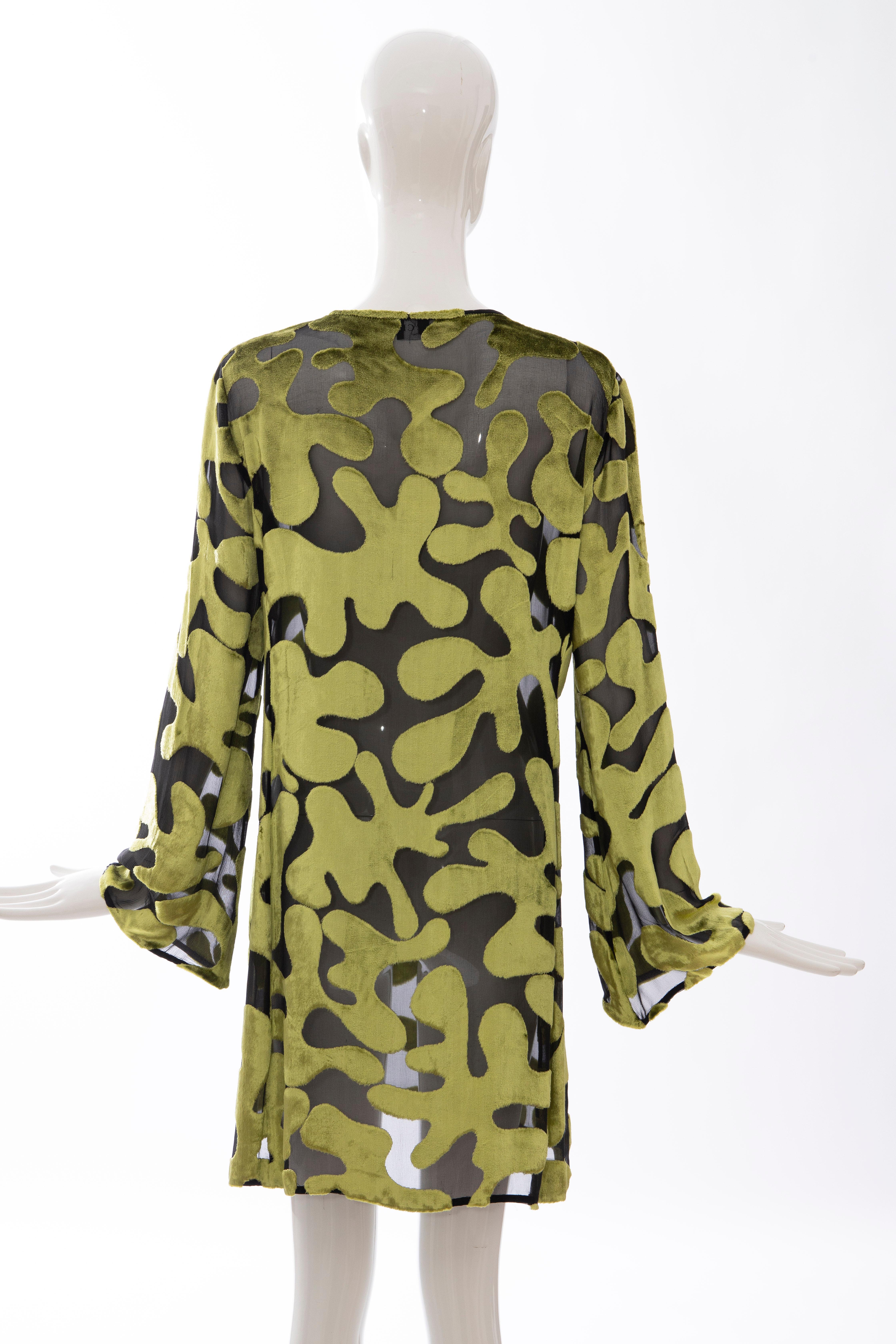 Tom Ford for Gucci Runway Chartreuse Silk Devoré Evening Dress, Spring 1996 In Excellent Condition In Cincinnati, OH