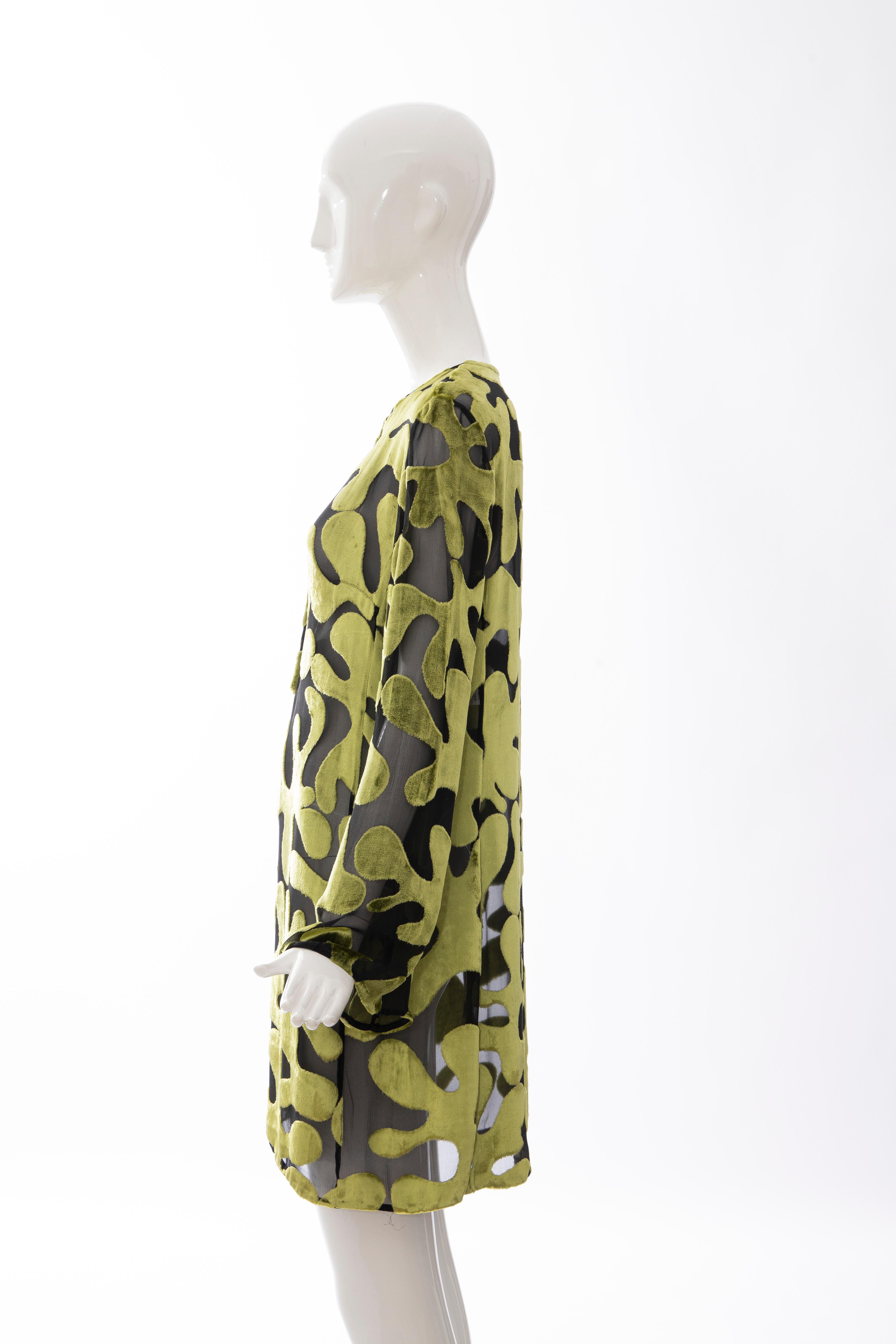 Tom Ford for Gucci Runway Chartreuse Silk Devoré Evening Dress, Spring 1996 1