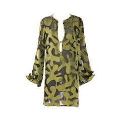 Tom Ford for Gucci Runway Chartreuse Silk Devoré Evening Dress, Spring 1996