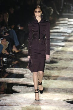 Tom Ford for GUCCI Runway F/W 2004 Aubergine  Dress Skirt Suit It 42  - US 6