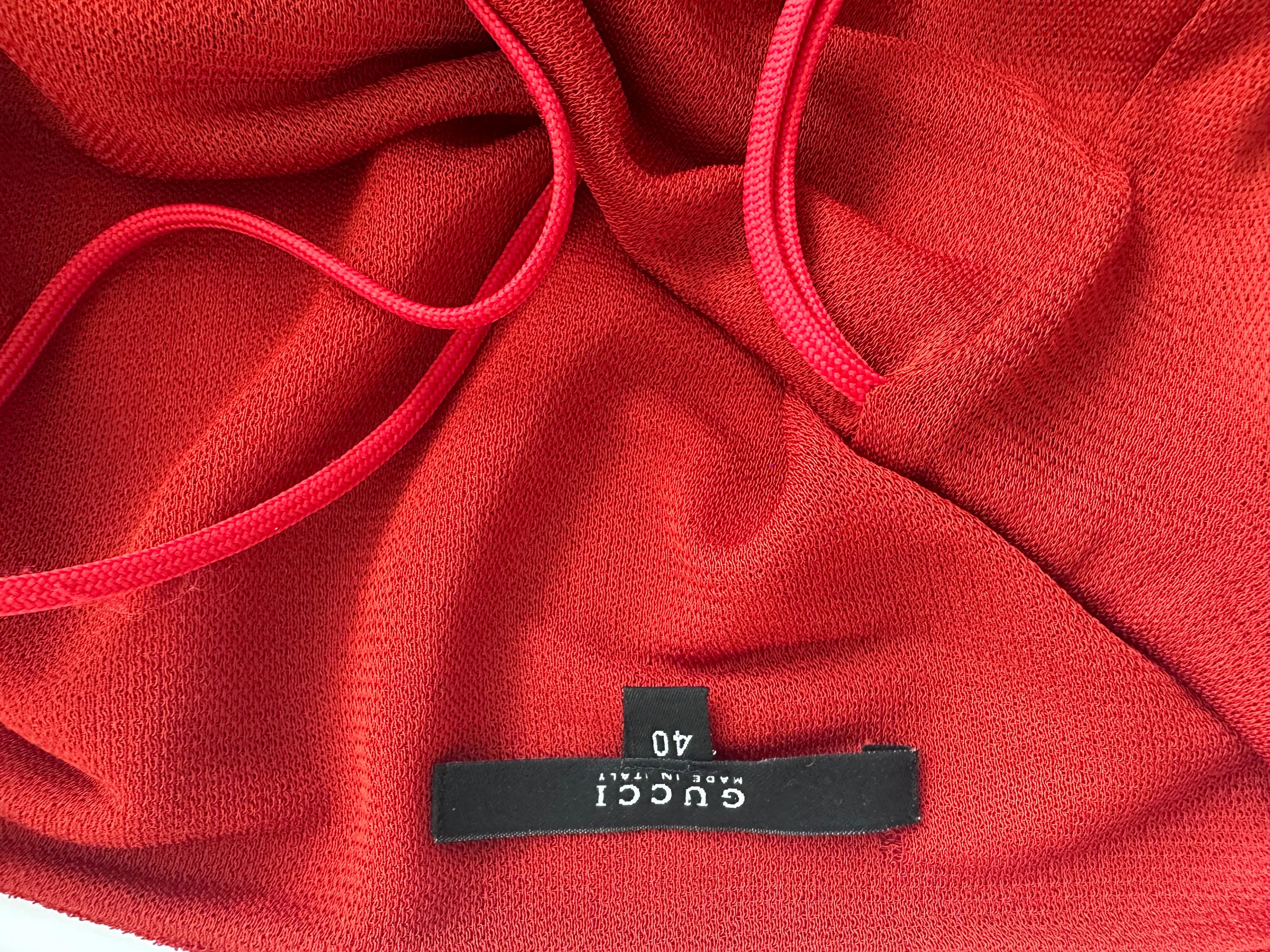 Tom Ford for Gucci S/S 1997 Runway Chain Cutout Backless Sheer Jersey Red Dress 11