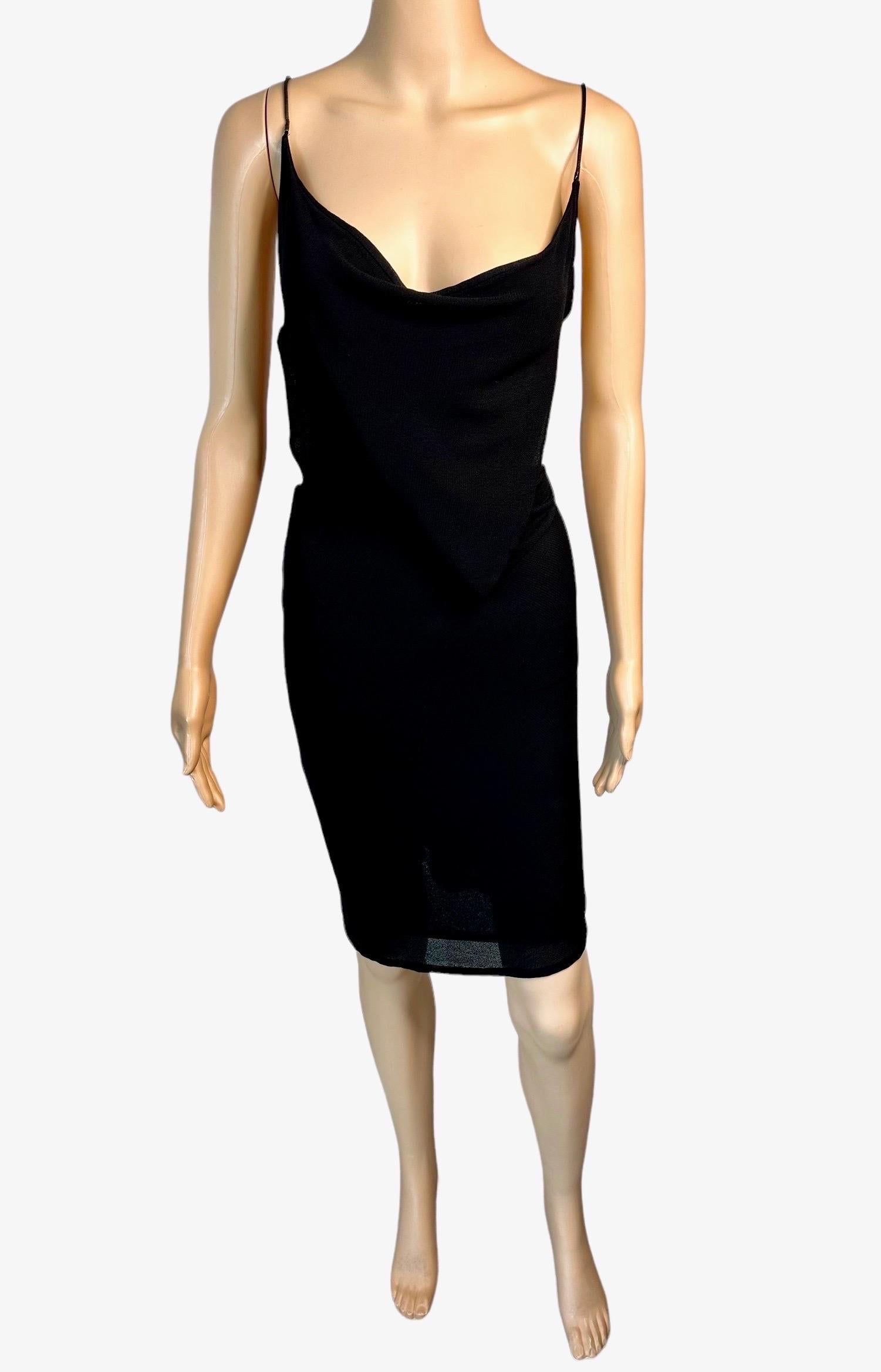 Tom Ford for Gucci S/S 1997 Runway Chain Cutout Backless Sheer Knit Black Dress For Sale 6