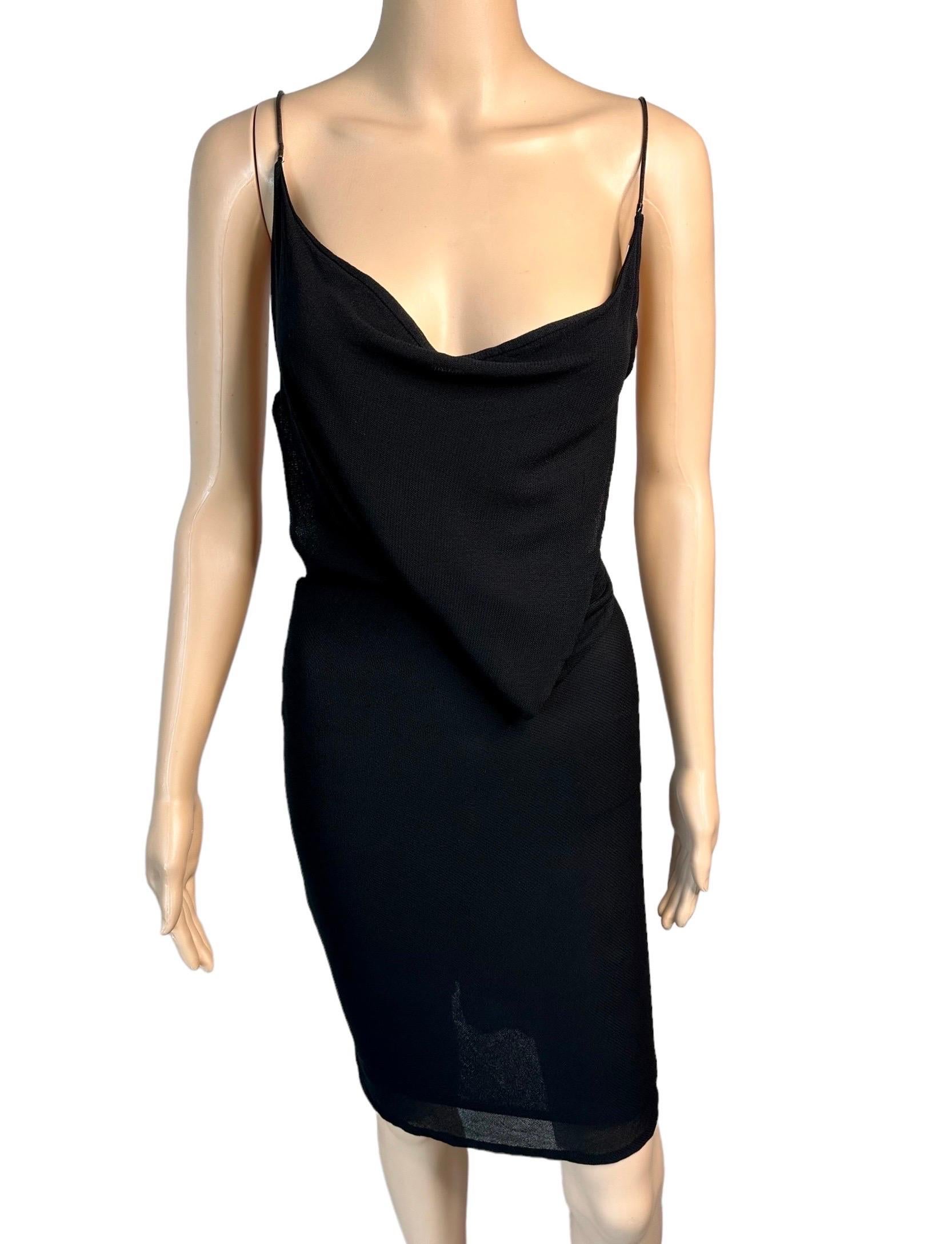 Tom Ford for Gucci S/S 1997 Runway Chain Cutout Backless Sheer Knit Black Dress For Sale 7
