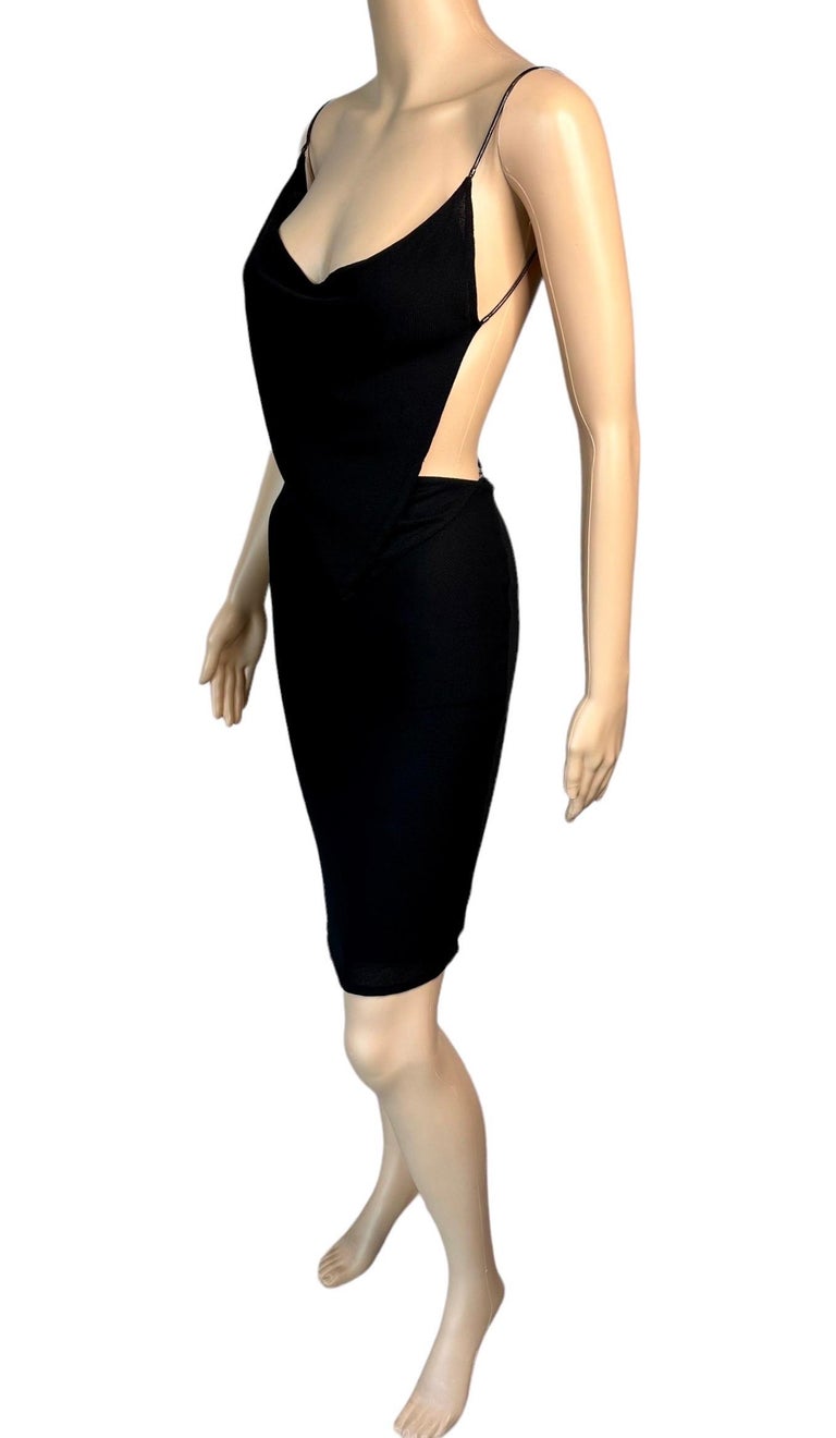 Tom Ford for Gucci S/S 1997 Runway Chain Cutout Backless Sheer Knit Black  Dress