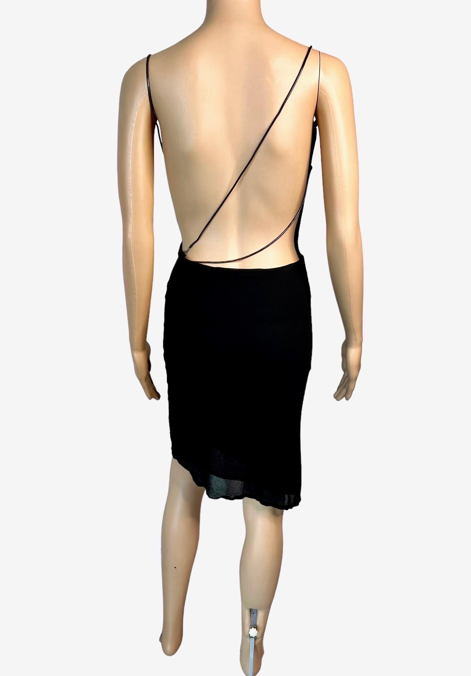 Tom Ford pour Gucci S/S 1997 Runway - Robe noire en maille transparente avec découpes en chaîne au dos en vente 8
