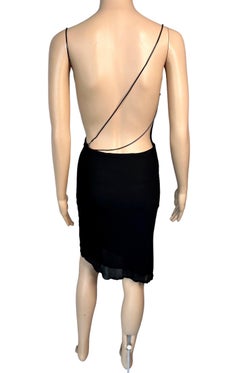 Tom Ford for Gucci S/S 1997 Runway Chain Cutout Backless Sheer Knit Black Dress