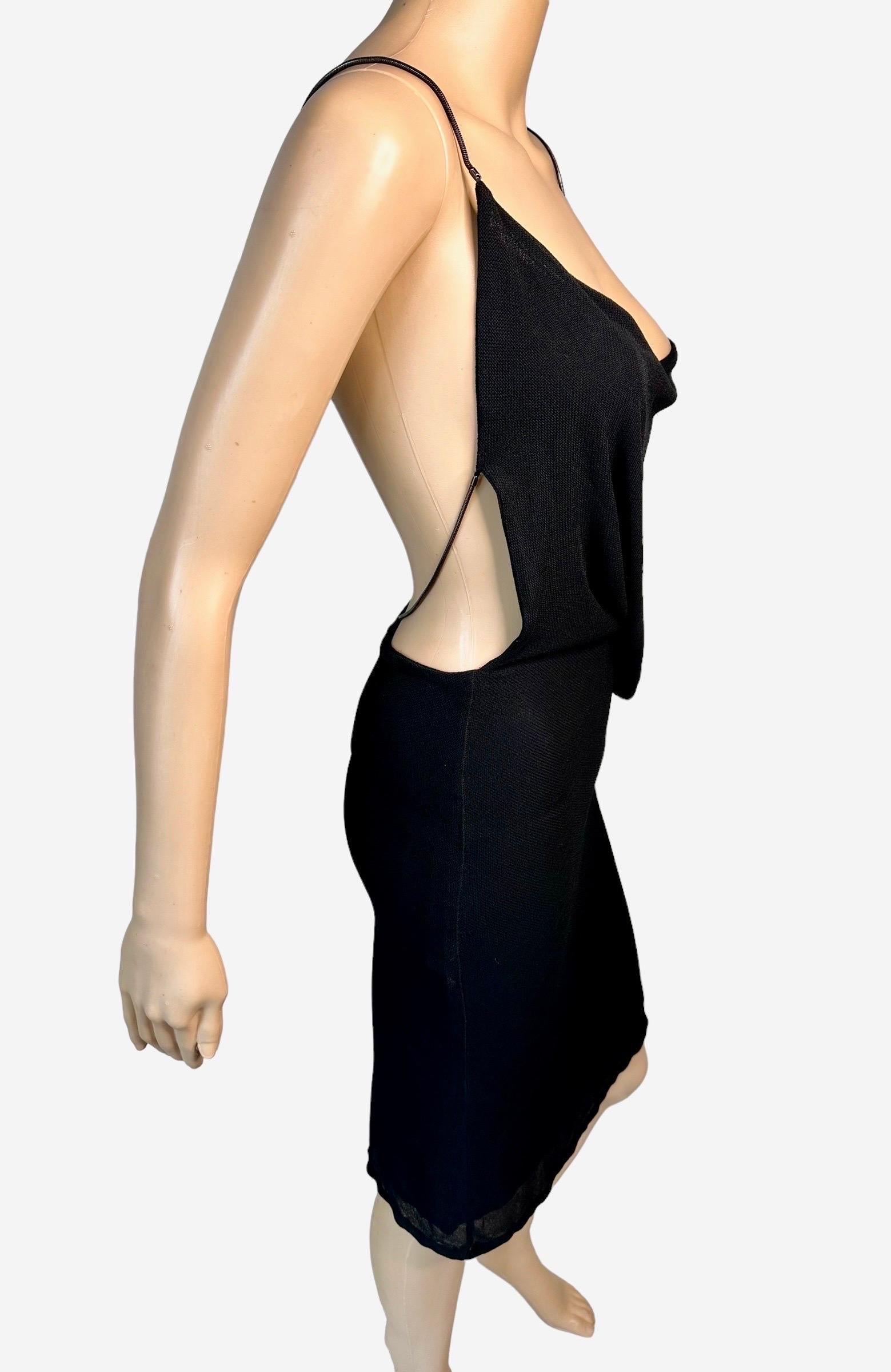 Tom Ford for Gucci S/S 1997 Runway Chain Cutout Backless Sheer Knit Black Dress In Good Condition For Sale In Naples, FL