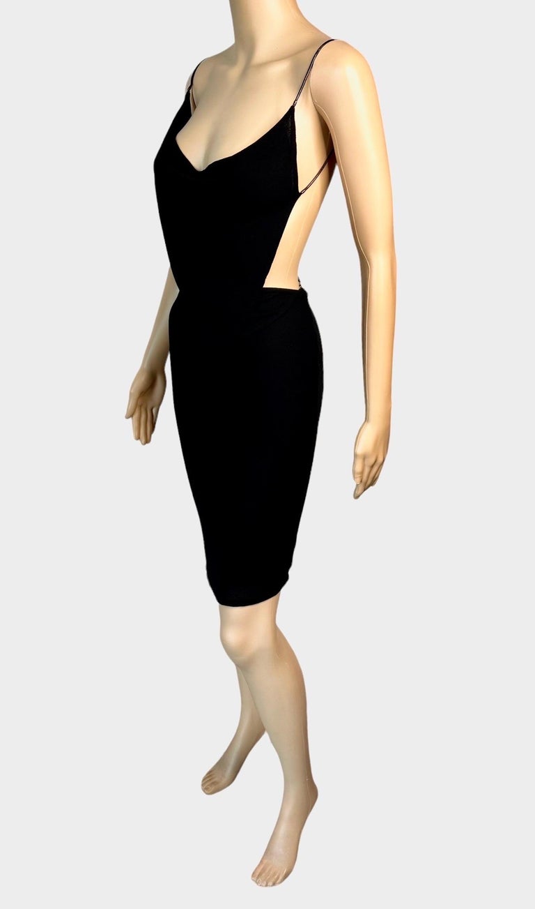 Tom Ford for Gucci S/S 1997 Runway Chain Cutout Backless Sheer Knit Black  Dress