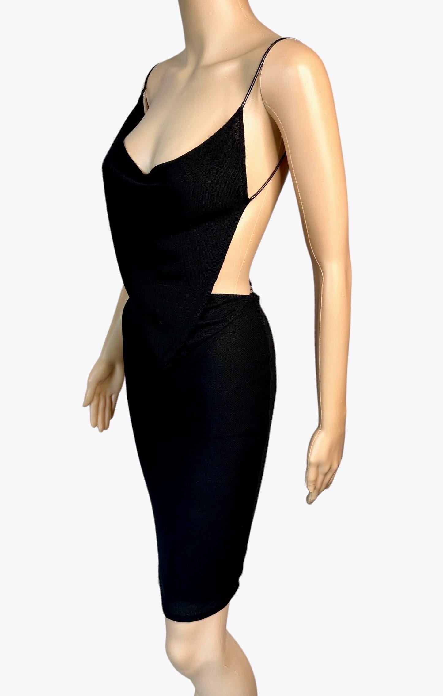 Tom Ford for Gucci S/S 1997 Runway Chain Cutout Backless Sheer Knit Black Dress For Sale 3