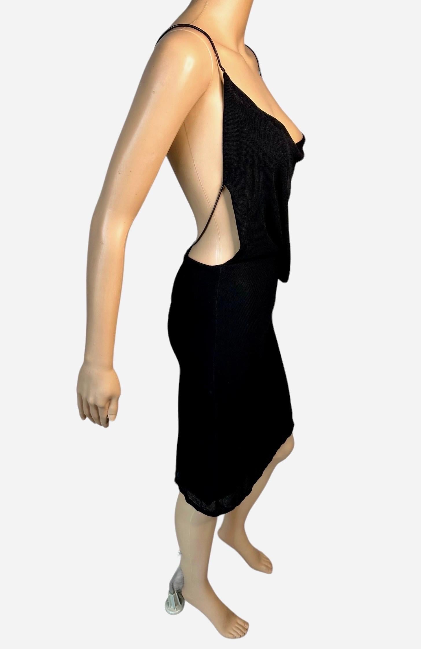 Tom Ford for Gucci S/S 1997 Runway Chain Cutout Backless Sheer Knit Black Dress For Sale 5