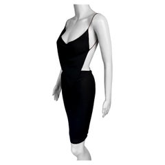 Tom Ford for Gucci S/S 1997 Runway Chain Cutout Backless Sheer Knit Black Dress