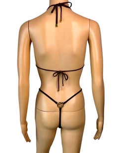 Tom Ford for Gucci S/S 1997 Runway GG Logo Thong Bra & Bikini Two-Piece Swimwear