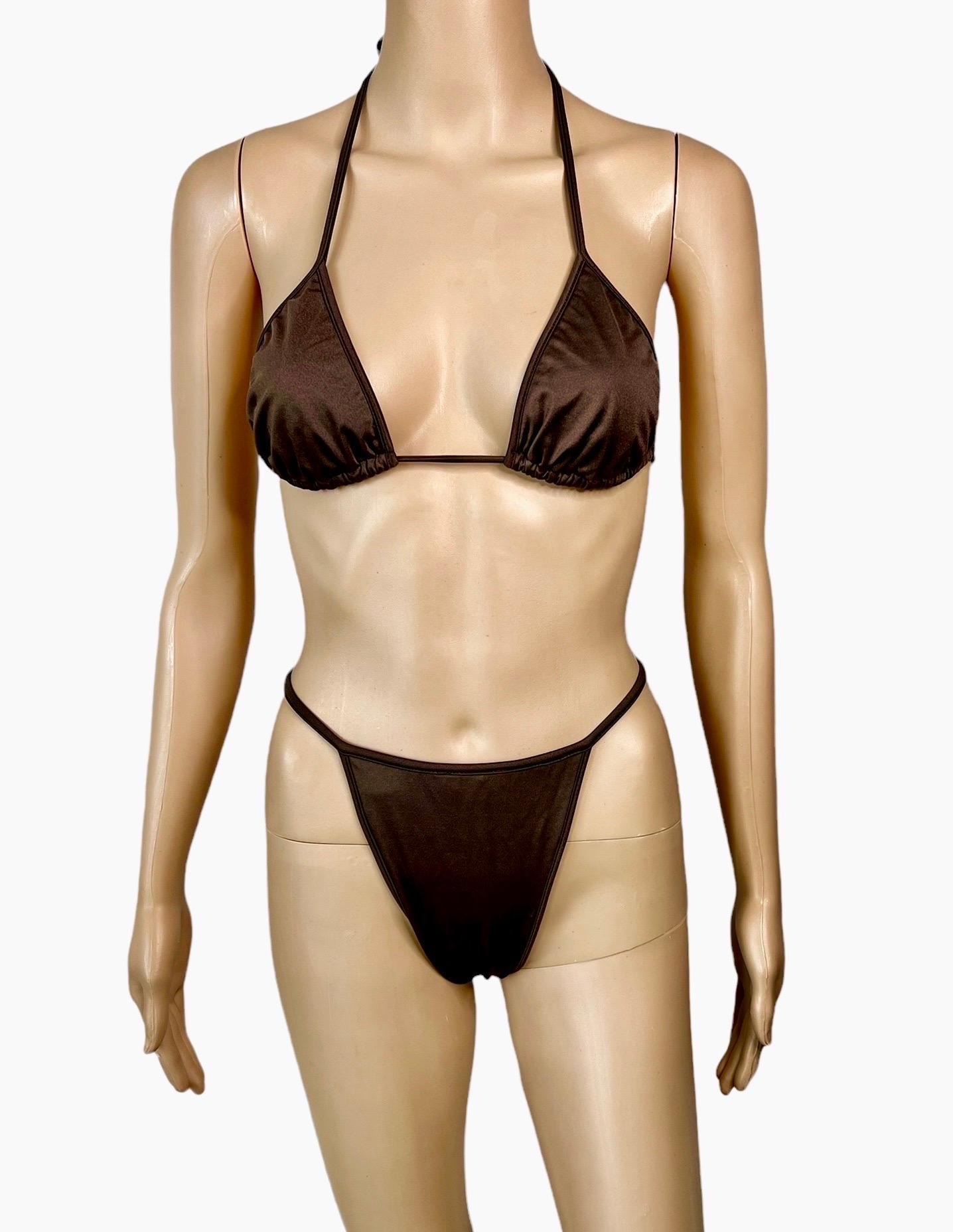 Tom Ford for Gucci S/S 1997 Runway GG Logo Thong Bra & Bikini Two-Piece Swimwear In Excellent Condition For Sale In Naples, FL